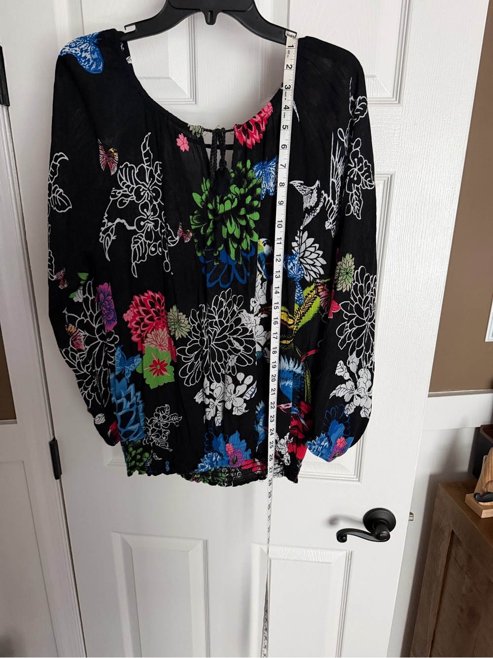 Desigual Black Floral Peacock Print Blouse with Multicolor Accents - Picture 6 of 6
